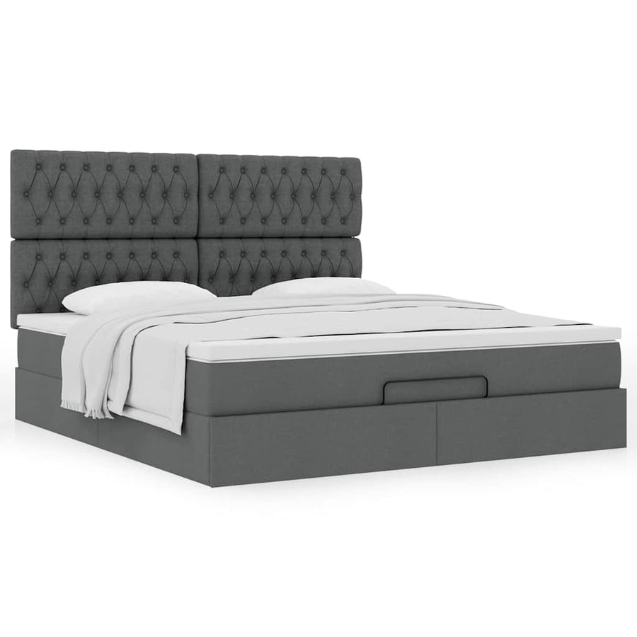 Ottoman bed met matras 180x200cm stof donkergrijs