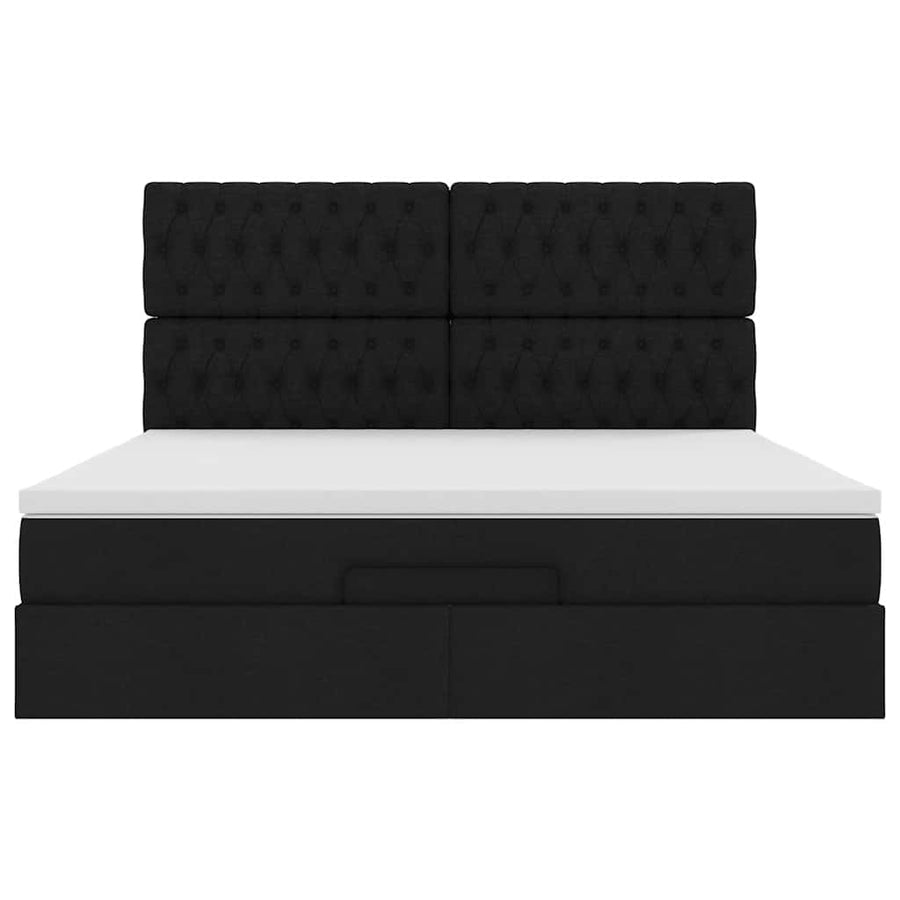 Ottoman bed met matras 180x200cm stof zwart