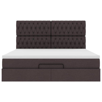 Ottoman Bed Met Matras 180X200Cm Stof Donkerbruin