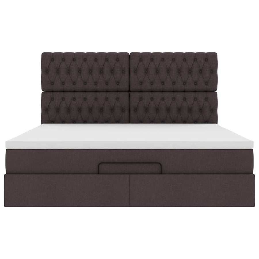 Ottoman Bed Met Matras 180X200Cm Stof Donkerbruin