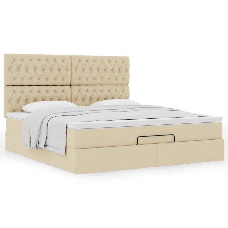 Ottoman bed met matras 180x200cm stof crèmekleurig
