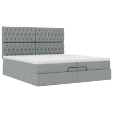 Ottoman bed met matrassen 200x200cm stof lichtgrijs