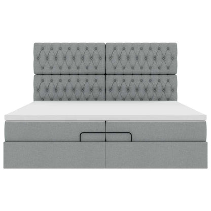 Ottoman bed met matrassen 200x200cm stof lichtgrijs