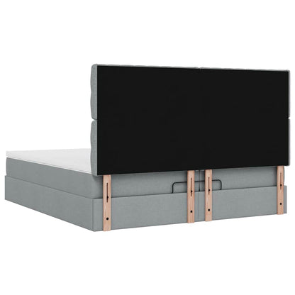 Ottoman bed met matrassen 200x200cm stof lichtgrijs