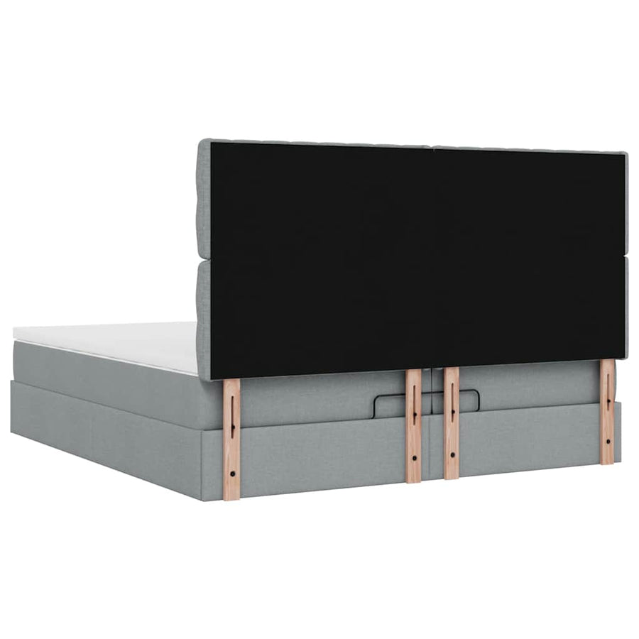 Ottoman bed met matrassen 200x200cm stof lichtgrijs