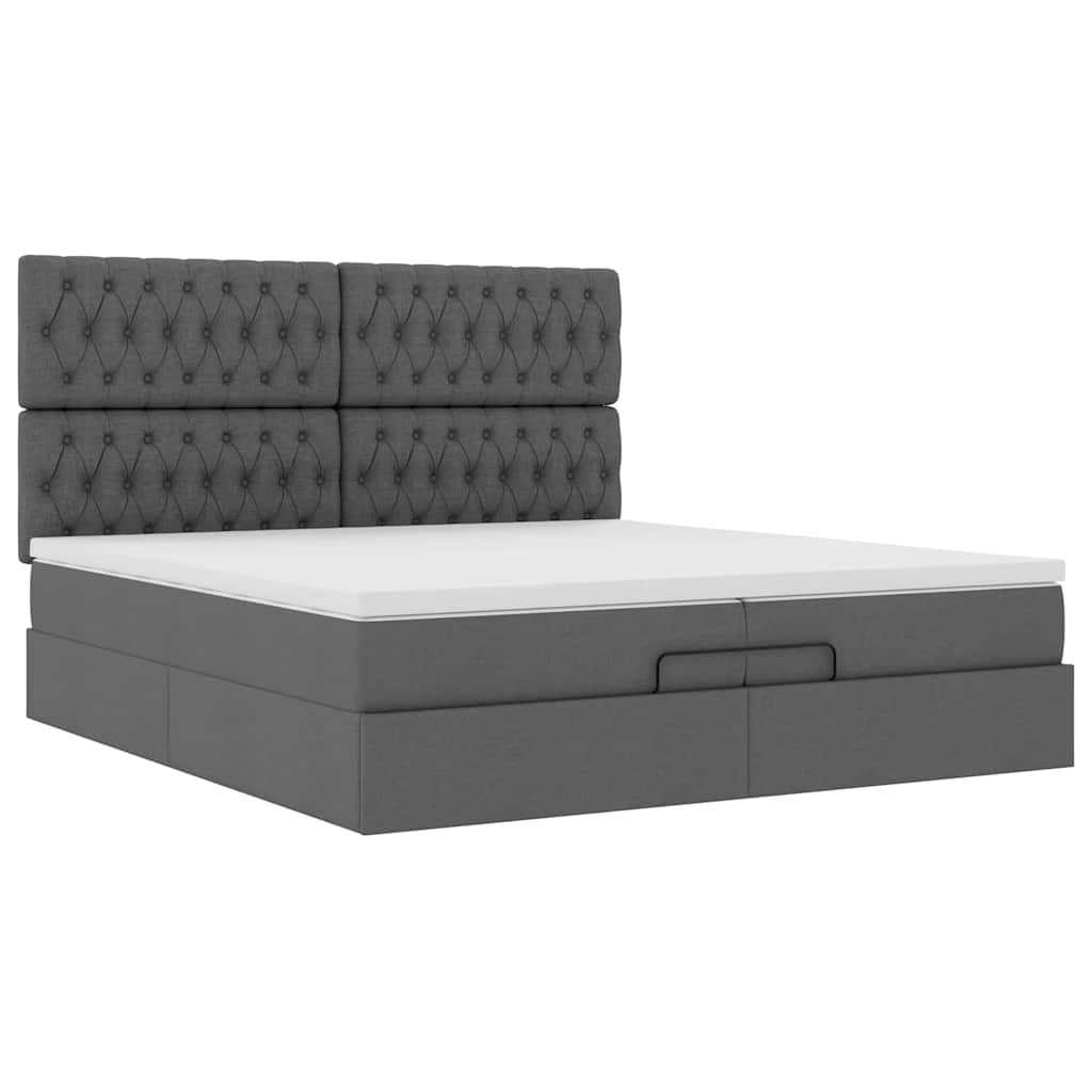Ottoman bed met matrassen 200x200cm stof donkergrijs