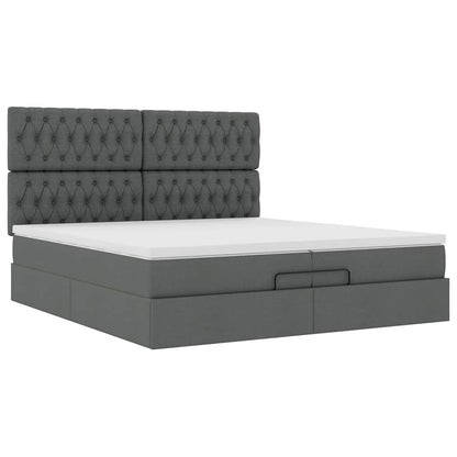 Ottoman bed met matrassen 200x200cm stof donkergrijs