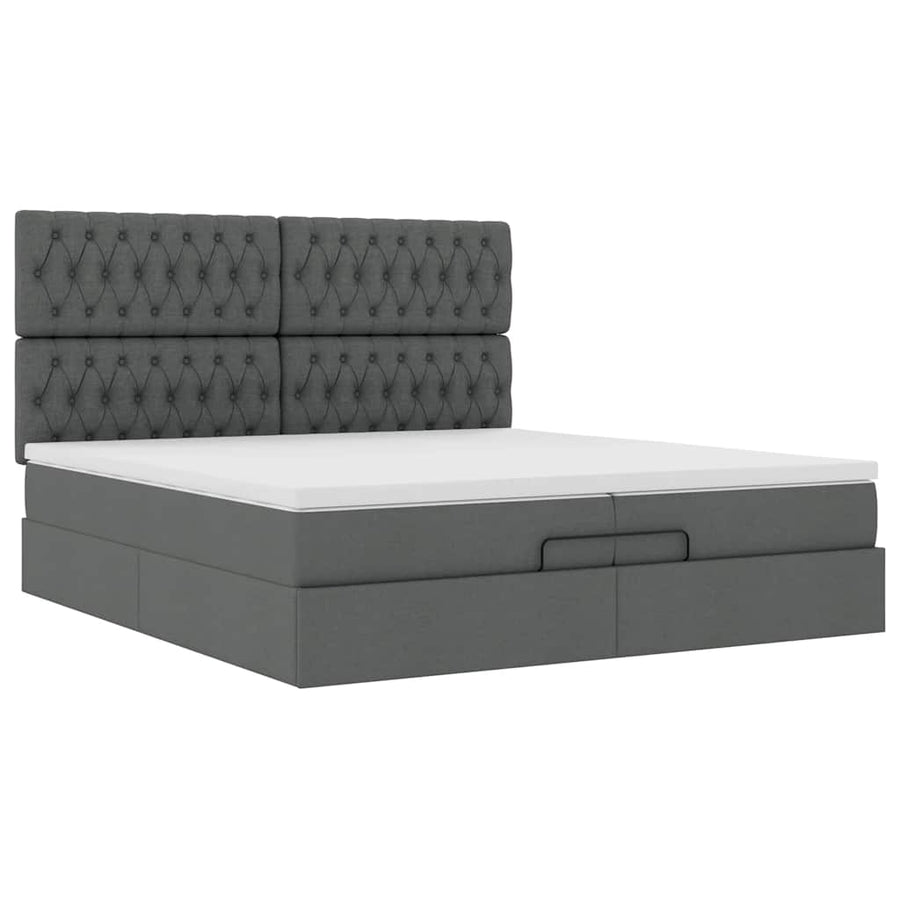 Ottoman bed met matrassen 200x200cm stof donkergrijs