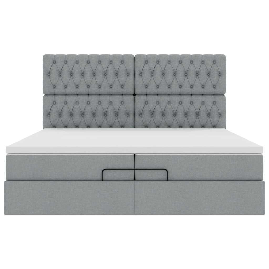 Ottoman bed met matrassen 200x200cm stof donkergrijs