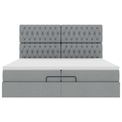 Ottoman bed met matrassen 200x200cm stof donkergrijs