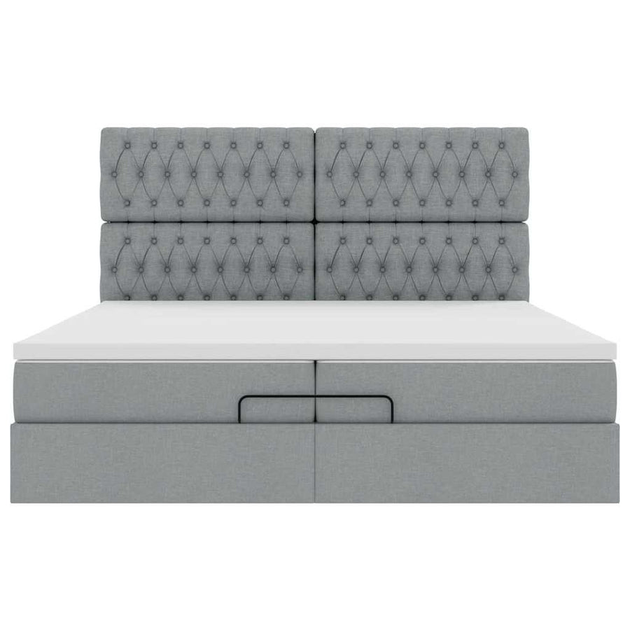 Ottoman bed met matrassen 200x200cm stof donkergrijs