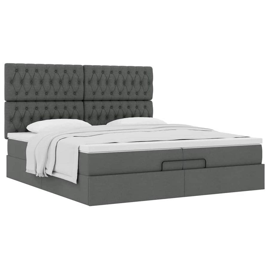Ottoman bed met matrassen 200x200cm stof donkergrijs