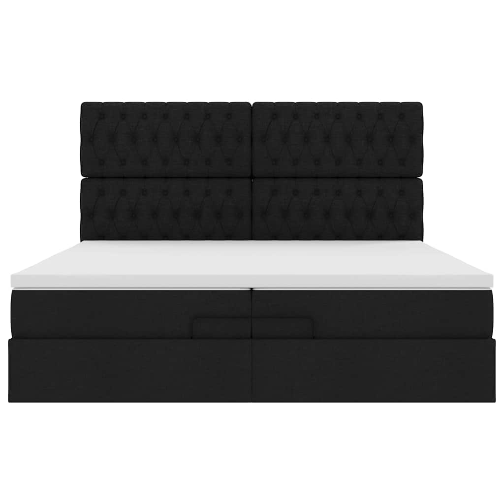 Ottoman bed met matrassen 200x200cm stof zwart
