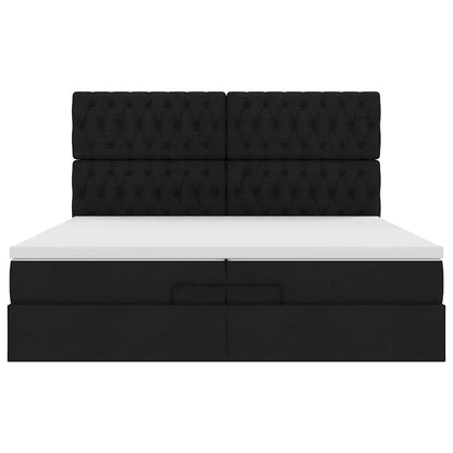 Ottoman bed met matrassen 200x200cm stof zwart