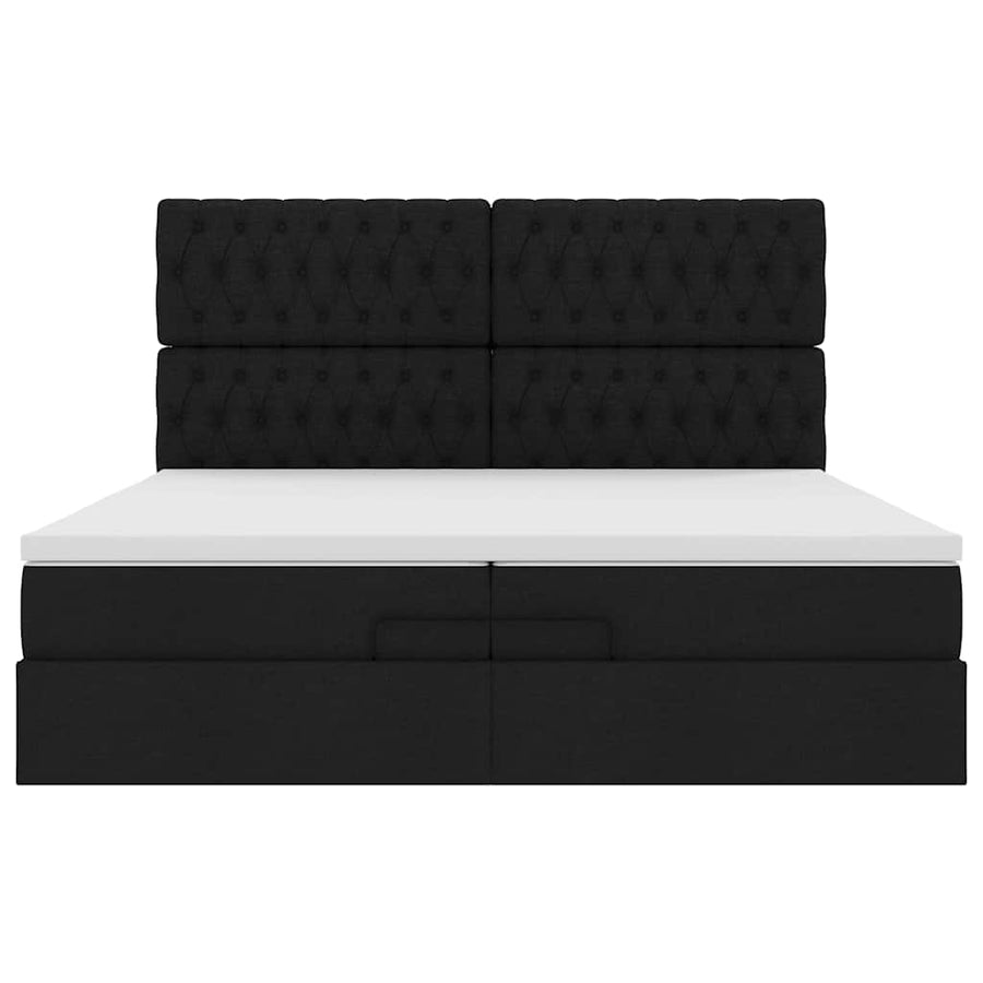 Ottoman bed met matrassen 200x200cm stof zwart