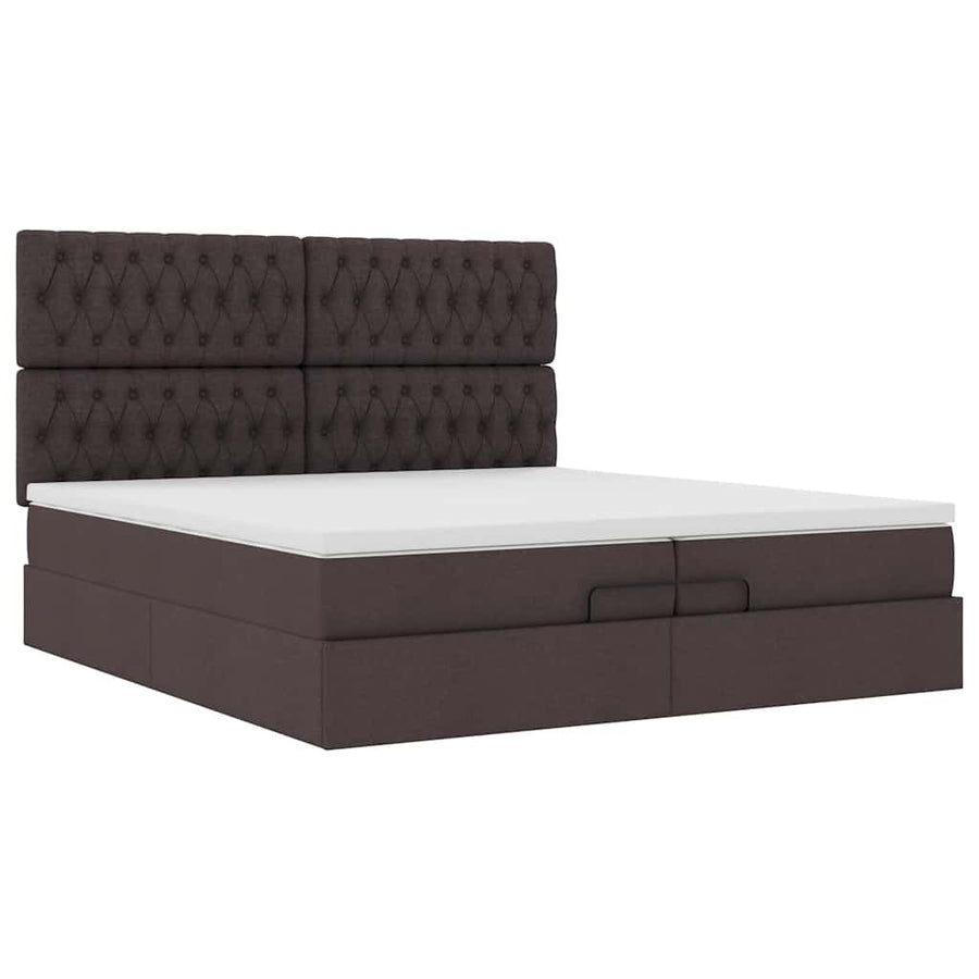 Ottoman bed met matrassen 200x200cm stof donkerbruin