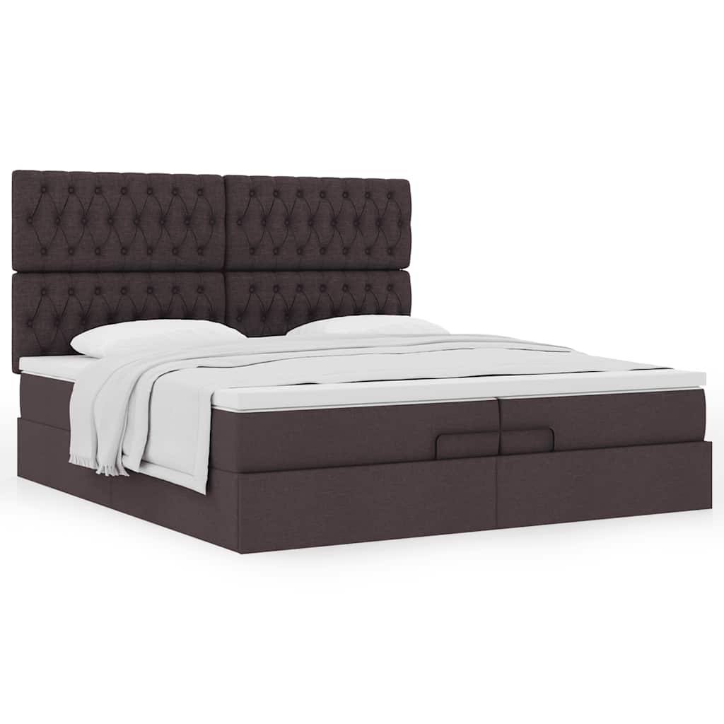 Ottoman bed met matrassen 200x200cm stof donkerbruin