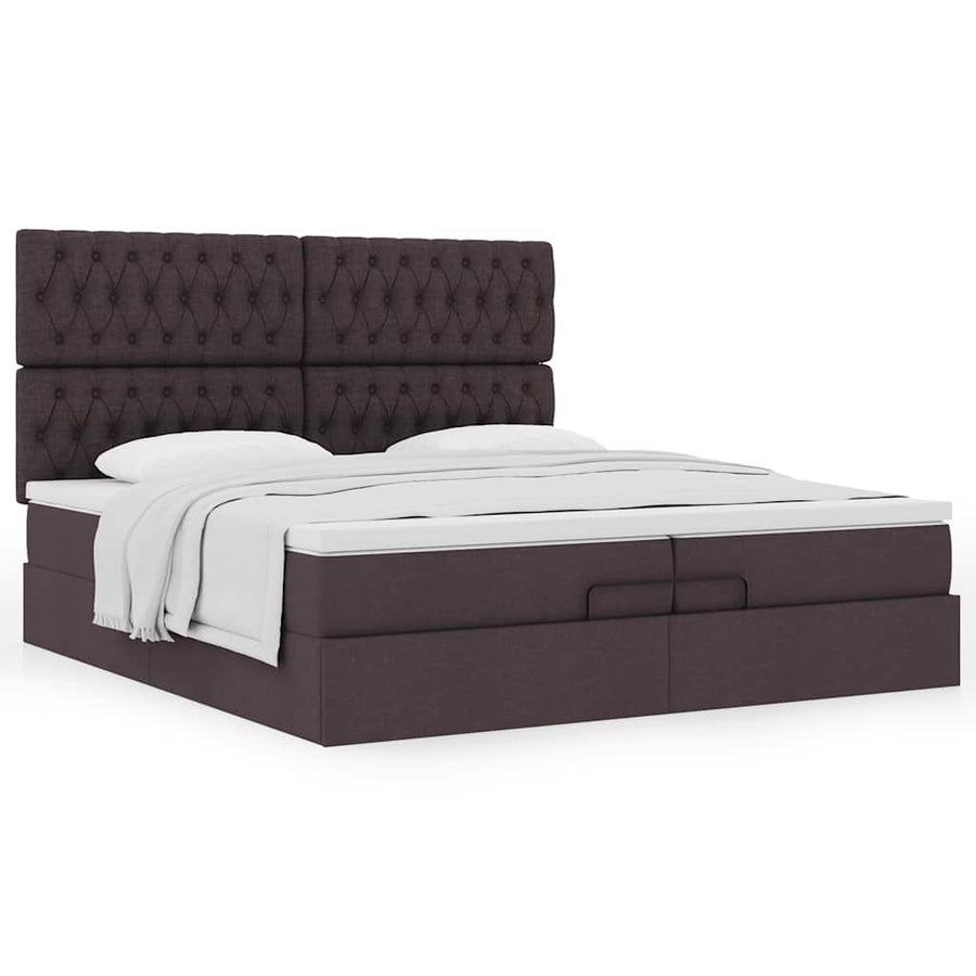 Ottoman bed met matrassen 200x200cm stof donkerbruin