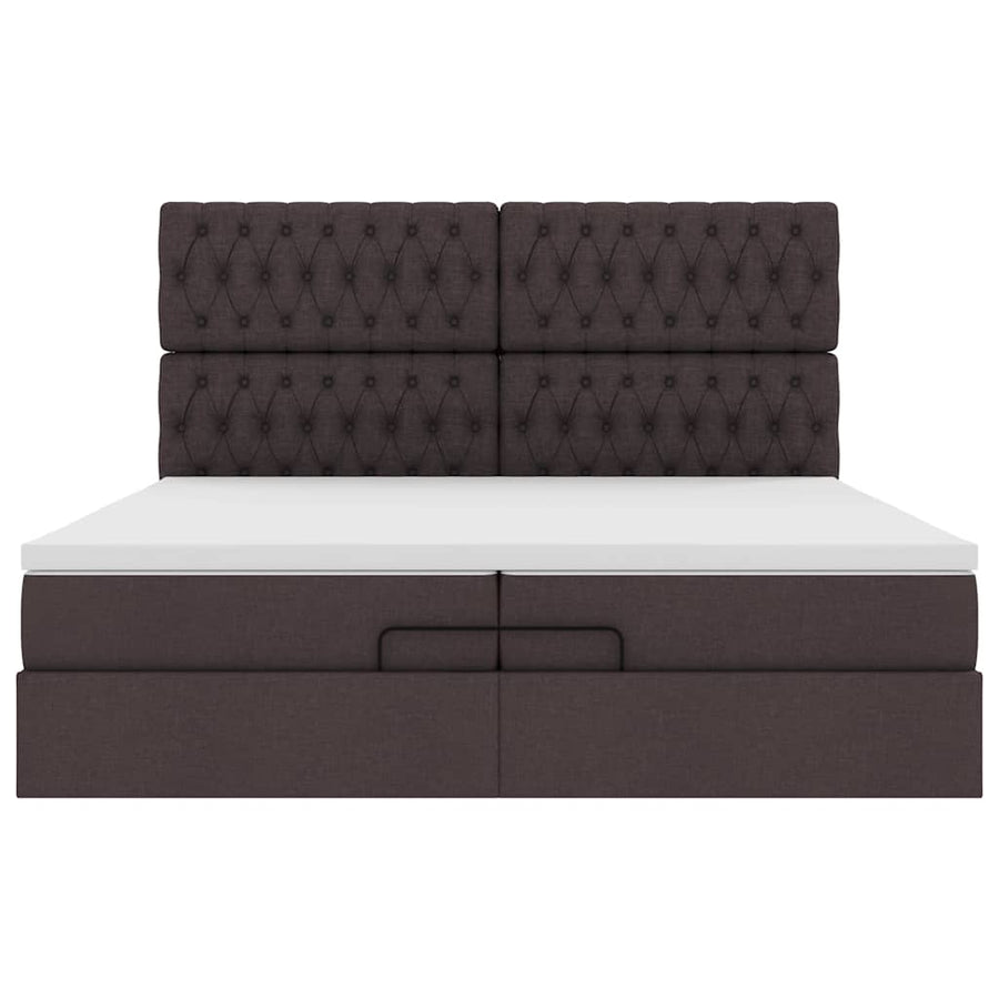 Ottoman bed met matrassen 200x200cm stof donkerbruin