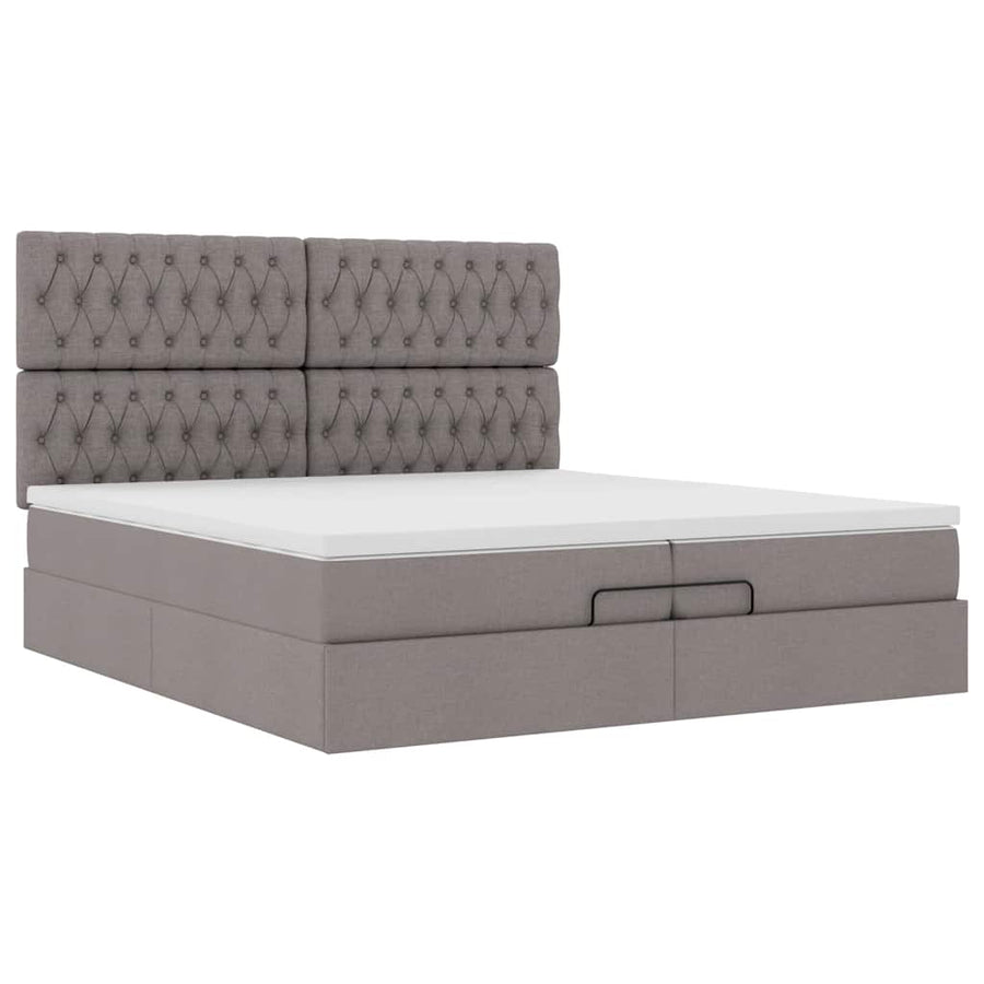 Ottoman bed met matrassen 200x200cm stof taupe