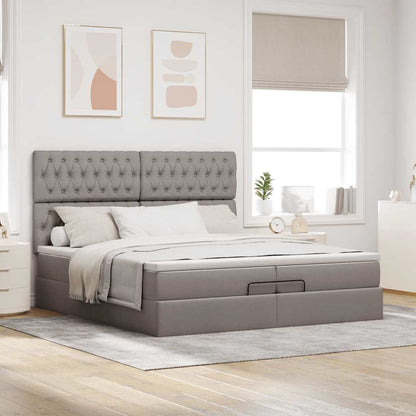 Ottoman bed met matrassen 200x200cm stof taupe