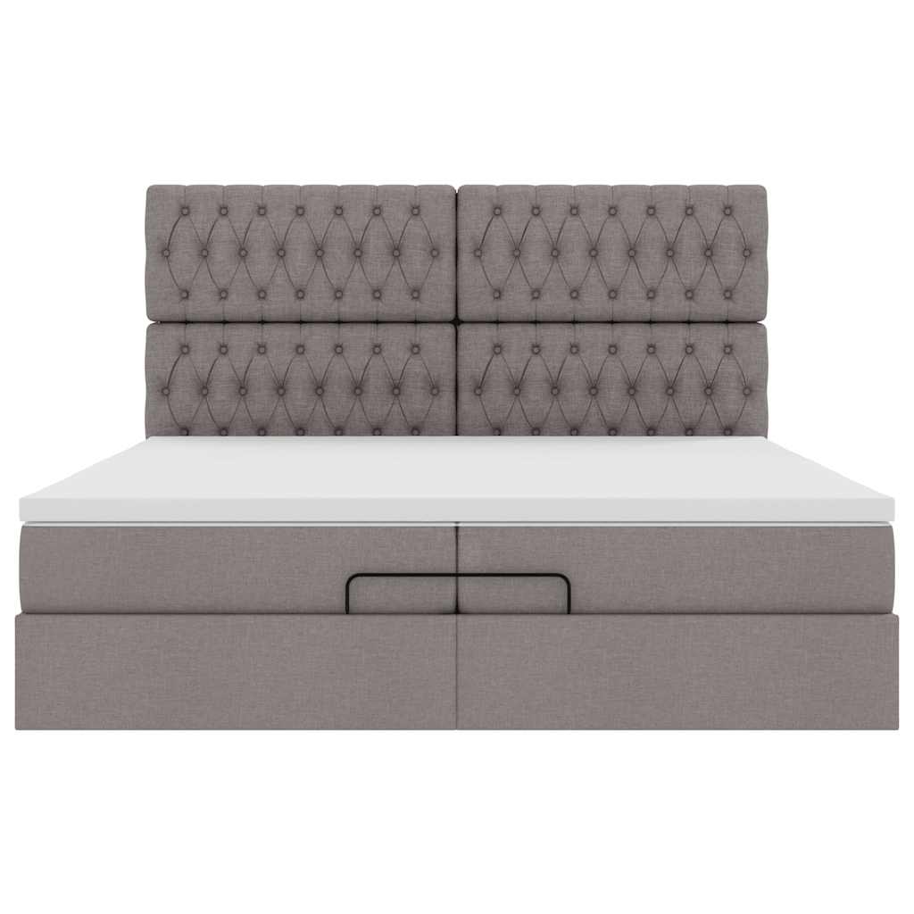 Ottoman bed met matrassen 200x200cm stof taupe