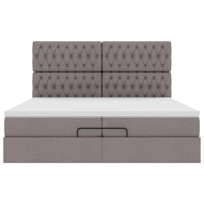Ottoman bed met matrassen 200x200cm stof taupe
