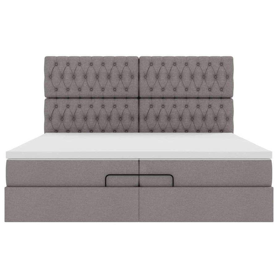 Ottoman bed met matrassen 200x200cm stof taupe