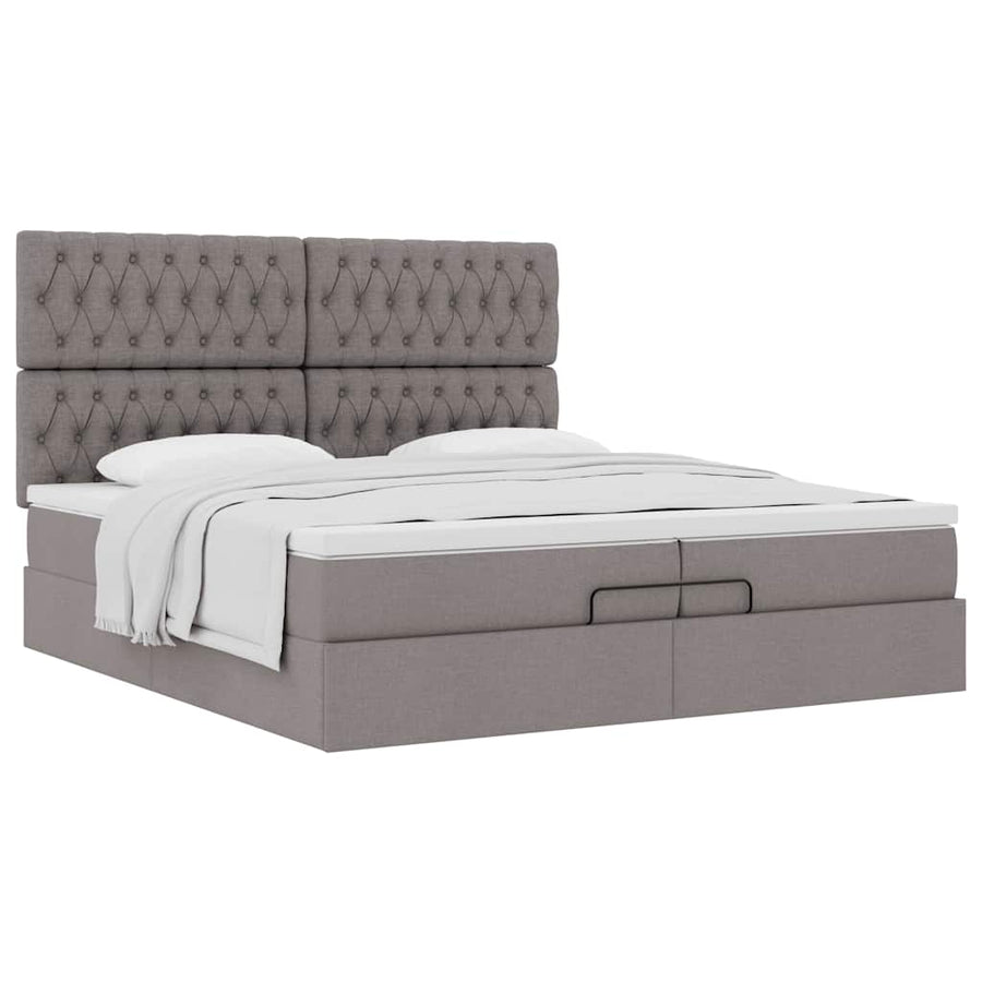 Ottoman bed met matrassen 200x200cm stof taupe