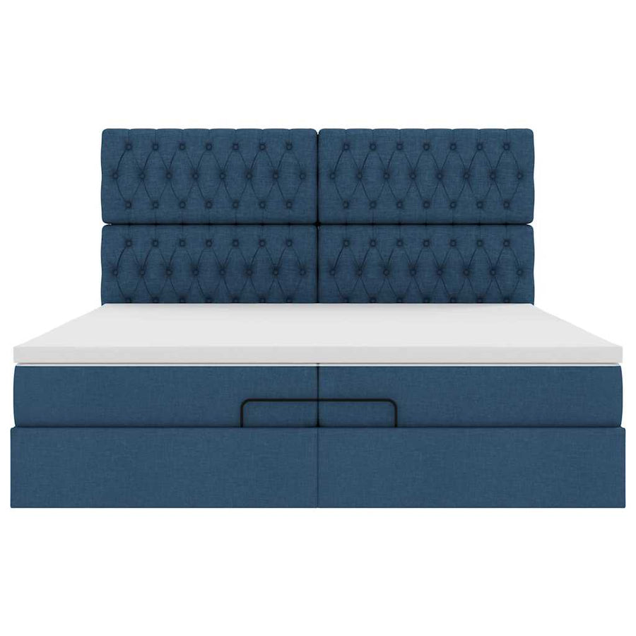 Ottoman bed met matrassen 200x200cm stof blauw