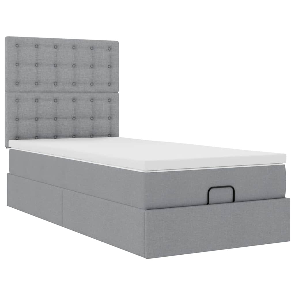 Ottoman bed met matras 80x200cm stof lichtgrijs