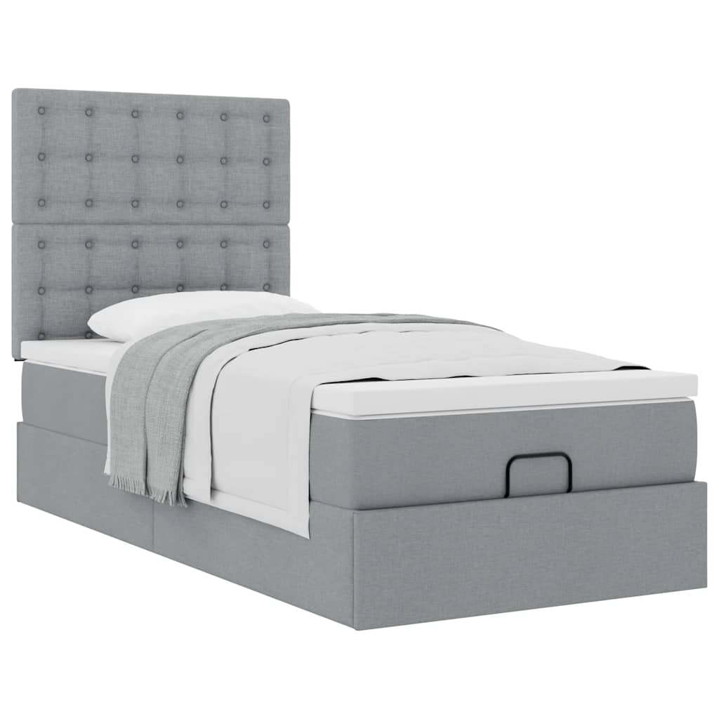Ottoman bed met matras 80x200cm stof lichtgrijs