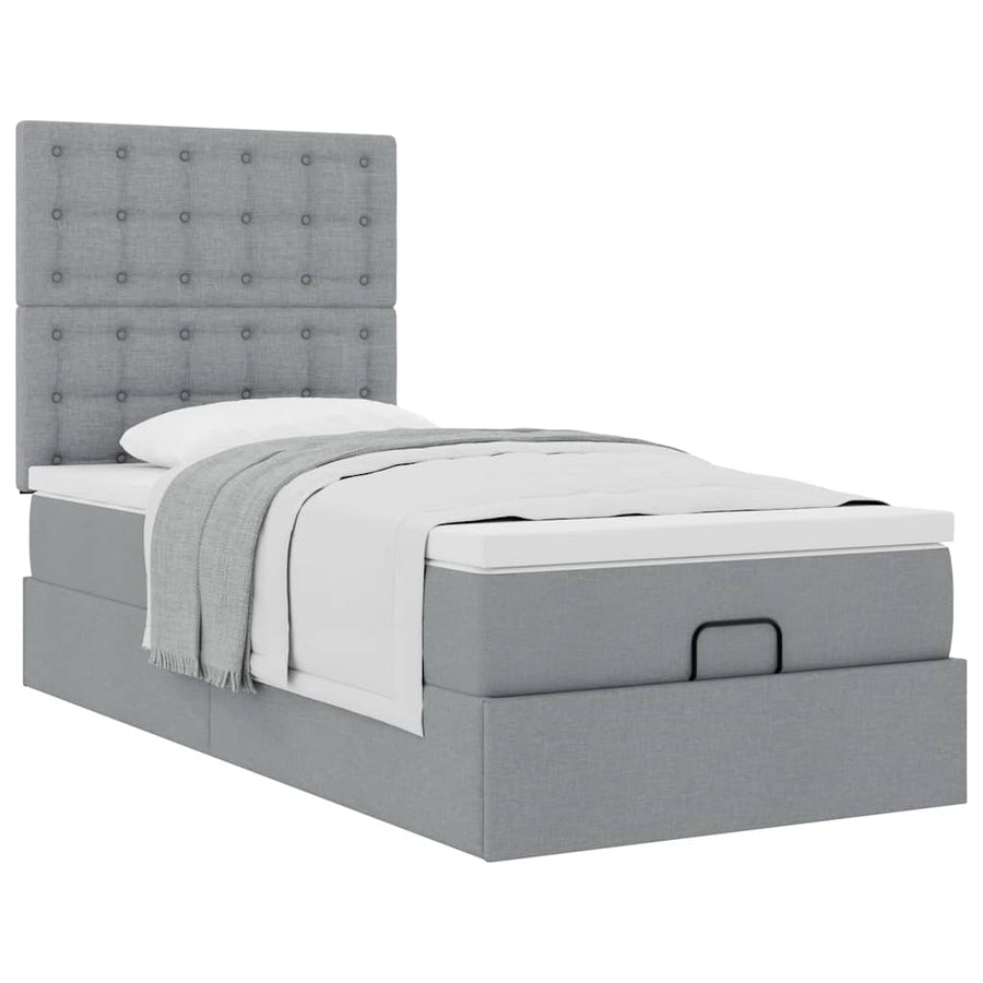 Ottoman bed met matras 80x200cm stof lichtgrijs