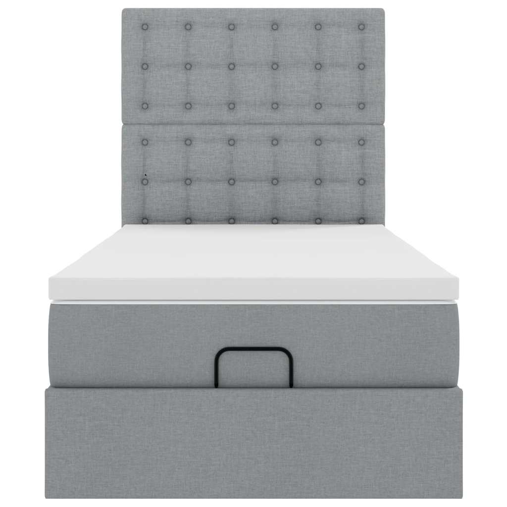 Ottoman bed met matras 80x200cm stof lichtgrijs