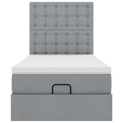 Ottoman bed met matras 80x200cm stof lichtgrijs