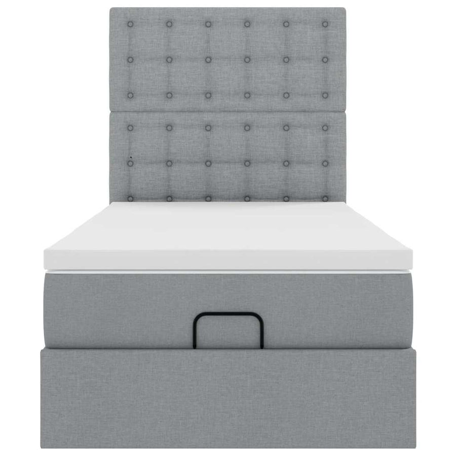 Ottoman bed met matras 80x200cm stof lichtgrijs