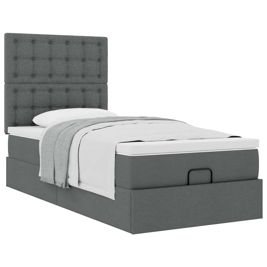 Ottoman bed met matras 80x200cm stof donkergrijs