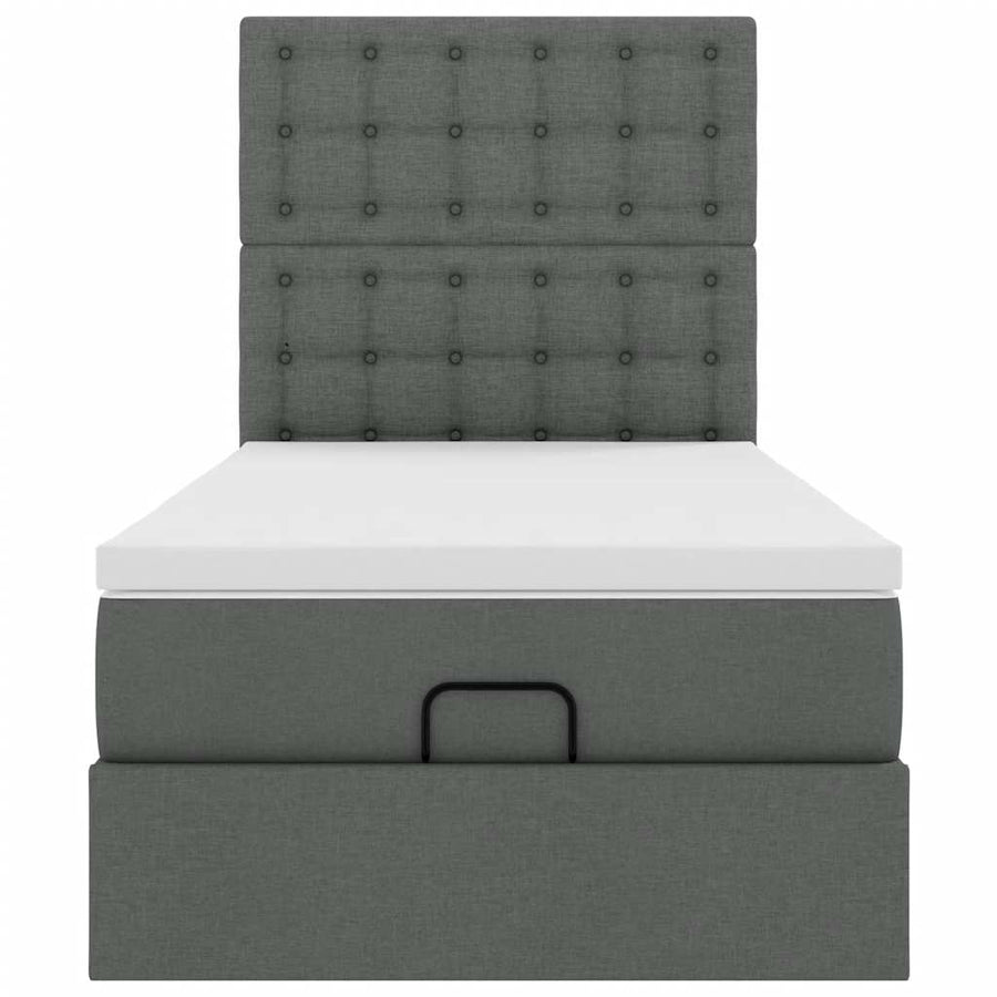 Ottoman bed met matras 80x200cm stof donkergrijs