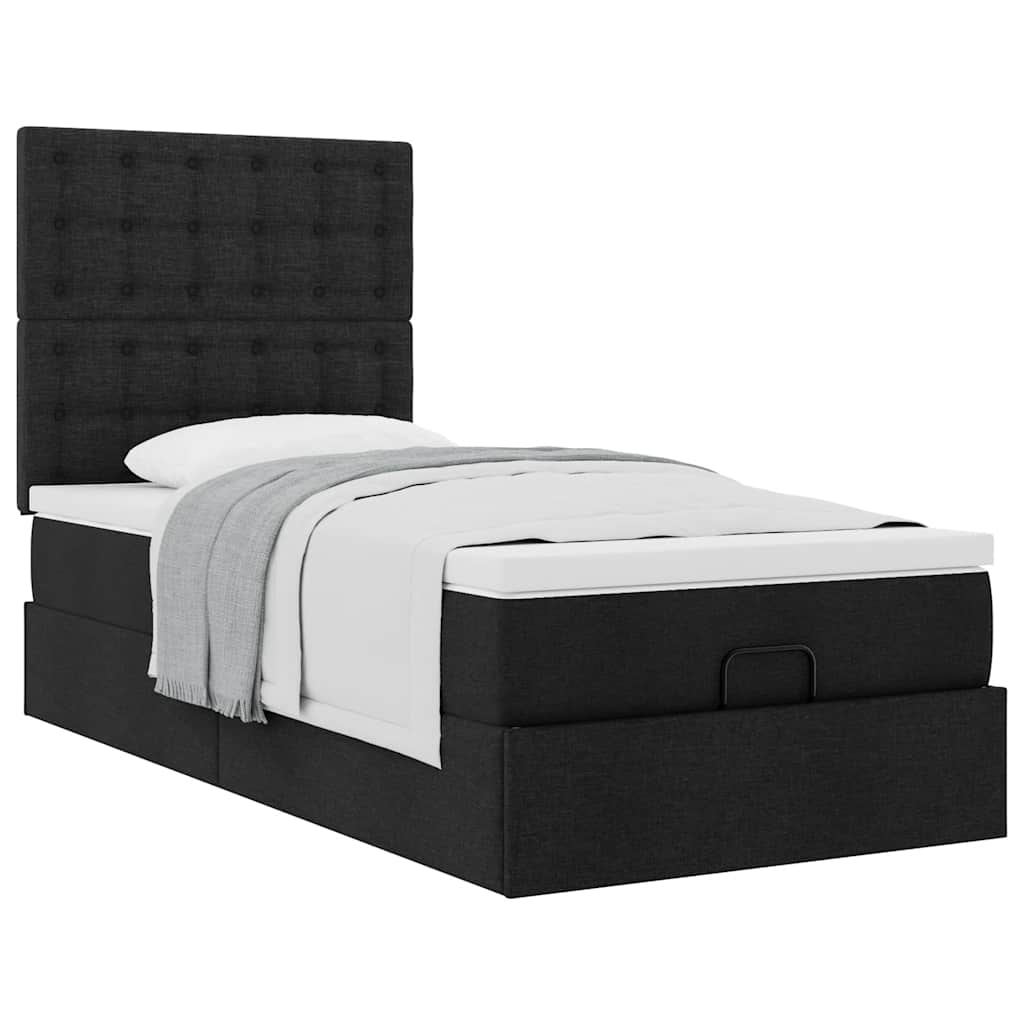 Ottoman bed met matras 80x200cm stof zwart