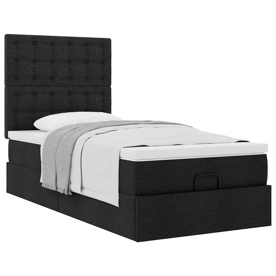 Ottoman bed met matras 80x200cm stof zwart