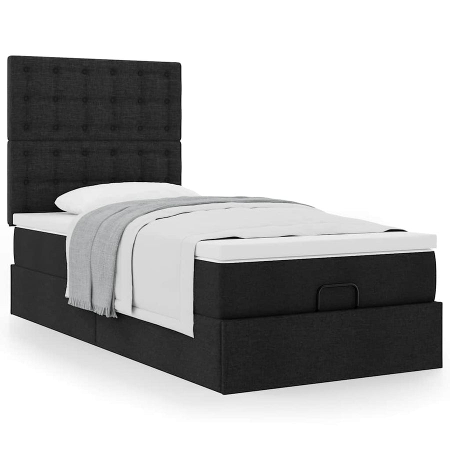 Ottoman bed met matras 80x200cm stof zwart