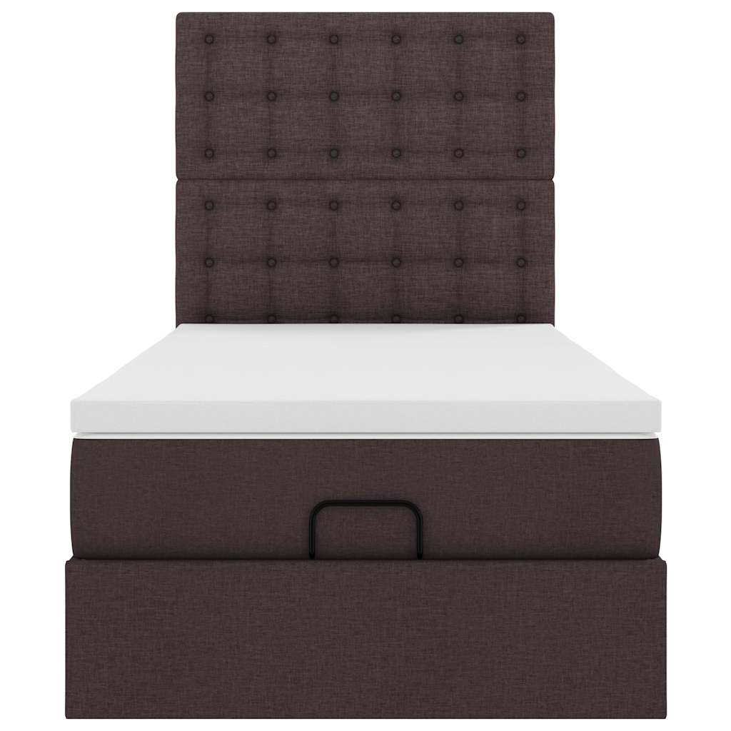Ottoman bed met matras 80x200cm stof donkerbruin