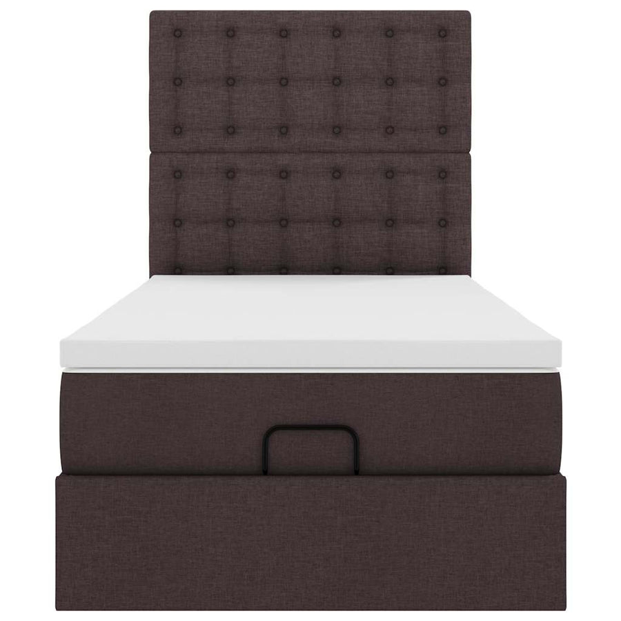 Ottoman bed met matras 80x200cm stof donkerbruin