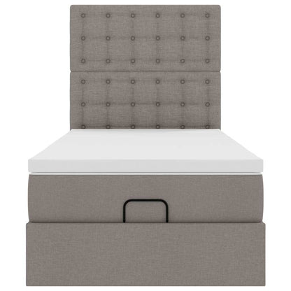 Ottoman bed met matras 80x200cm stof taupe