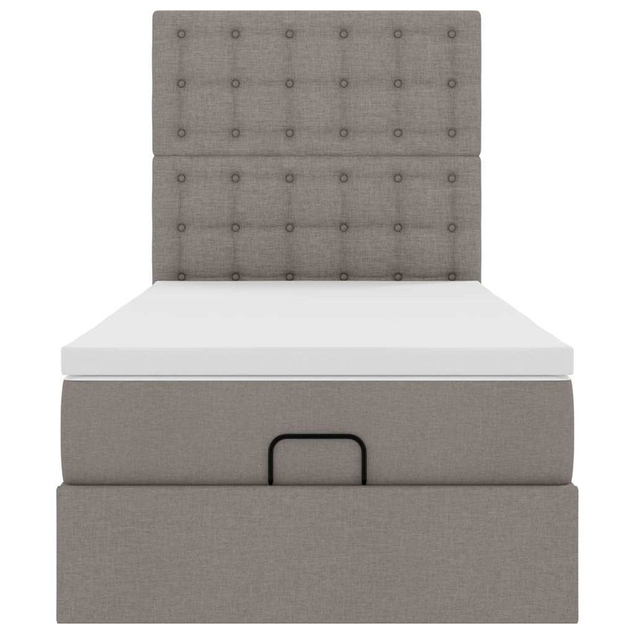 Ottoman bed met matras 80x200cm stof taupe