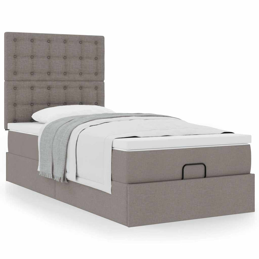 Ottoman bed met matras 80x200cm stof taupe