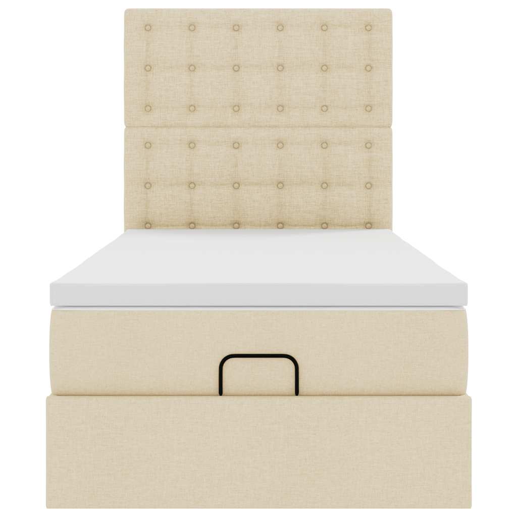Ottoman bed met matras 80x200cm stof crèmekleurig
