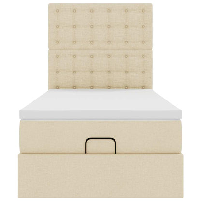 Ottoman bed met matras 80x200cm stof crèmekleurig