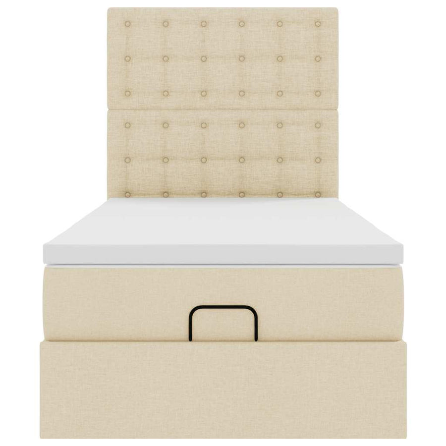 Ottoman bed met matras 80x200cm stof crèmekleurig