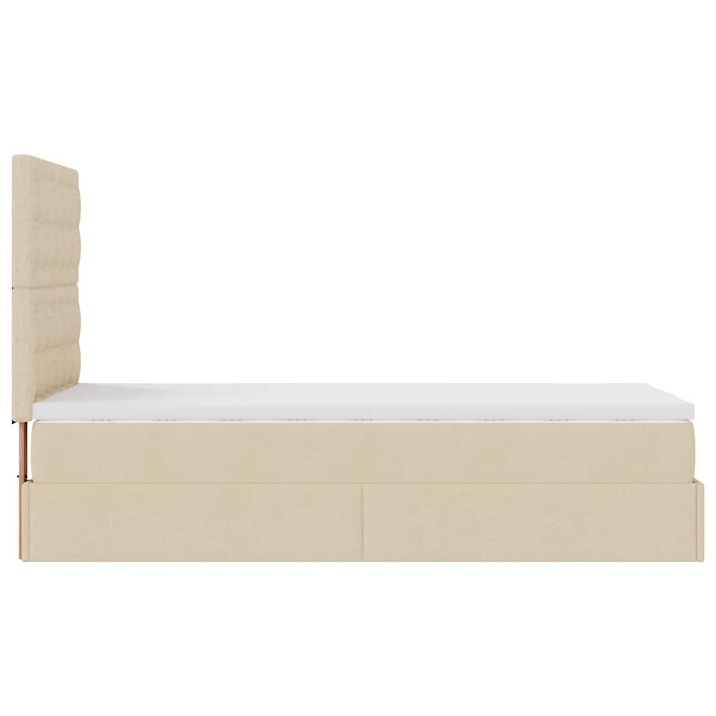 Ottoman bed met matras 80x200cm stof crèmekleurig